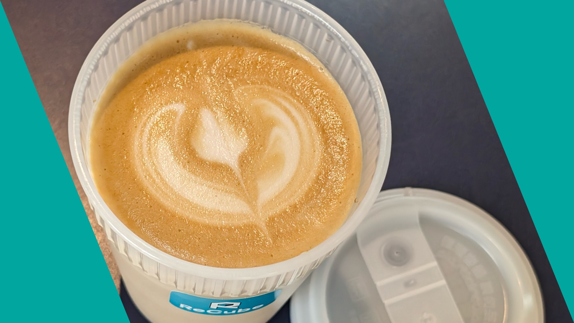 ReCube reusable cup with coffee